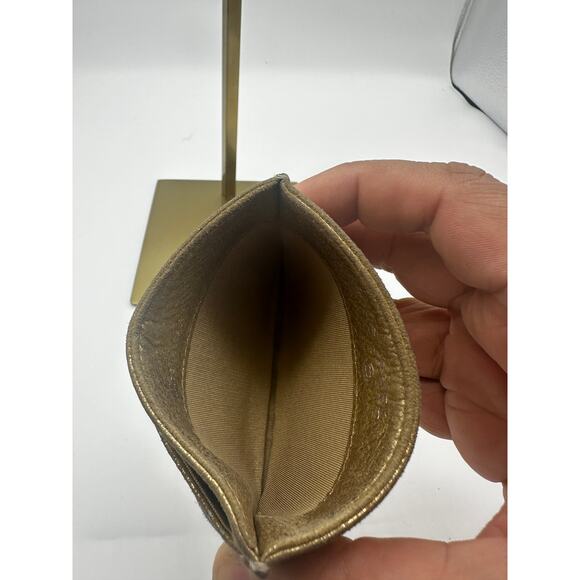 RARE Chanel Gold Suede Camellia Embossed‎ Classic Card Holder! - Picture 11 of 11